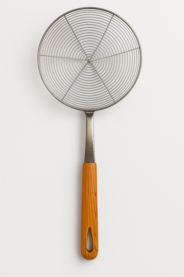 Premium Stainless Steel Skimmer with Wooden Handle - Image 2