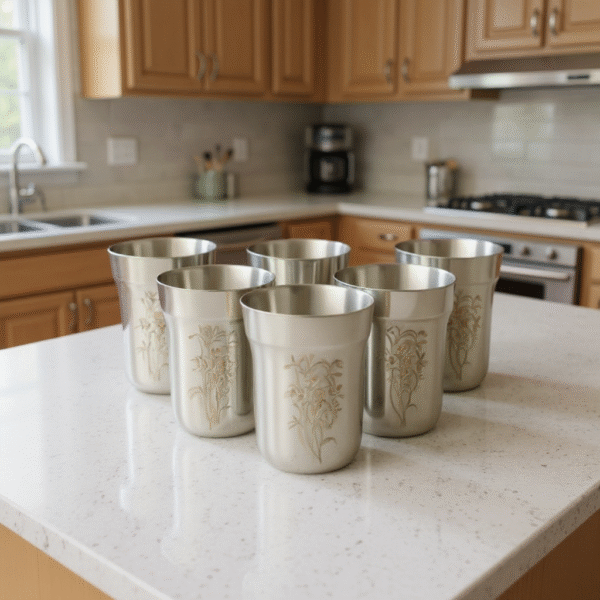 Premium Stainless Steel Glasses Floral Design - Image 2